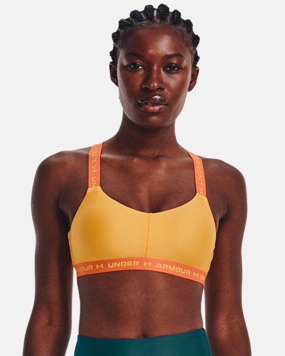 Soutien-gorge de sport à dos croisé et maintien léger UA pour femme, Yellow, pdpMainDesktop image number 0